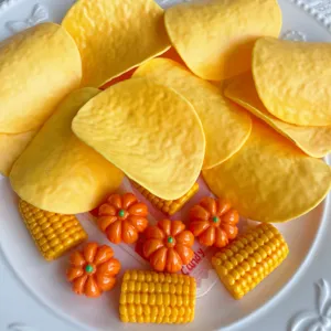 Simulés résine nourriture breloques chips maïs citrouille cabochons bricolage coque pince cheveux