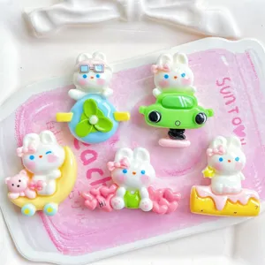 Cute resin rabbit charms for DIY phone case craft hairpin jewelry making cute set