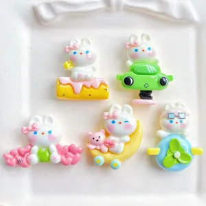 Cute rabbit resin charms flatback cabochons for DIY hair clips phone case crafts decoration