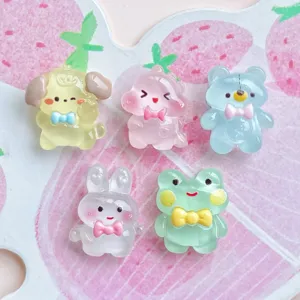 Luminous Mini Resin Animal Charms Dinosaur Bear Rabbit Glow In The Dark DIY Craft Accessories For Hair Clip Phone Case Keyring Decor