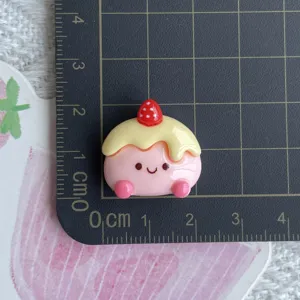 Cute strawberry cake resin flatback cabochon DIY charm for phone case hair clip.