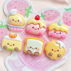 Cute resin cake cabochons kawaii food charms for DIY phone case hair clip jewelry making