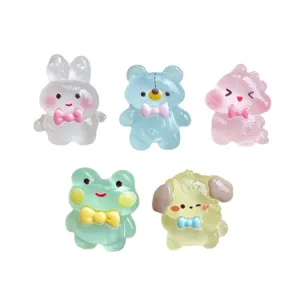 Cute luminous resin animal charms set for DIY phone case and hair clip crafting decor.