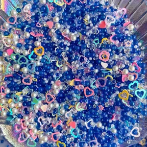 DIY mixed craft beads pearls resin heart charms for slime cream glue phone case decoration