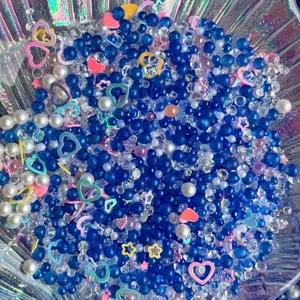 Mixed DIY craft charms pearls and rhinestones for phone case slime decoration detail view