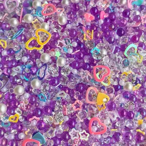 Colorful DIY craft beads mixed pearls fake diamonds rhinestones resin heart charms filling