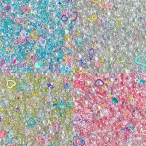 Mixed bubble beads simulation diamond pearl charms heart iridescent sequins craft DIY handmade supplies