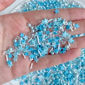 Μπλε αστέri πηλού χάντρες mix slime charms κρύσταλλα μαργαριτάρια υλικό πλήρωσης DIY