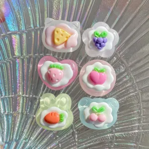 Glossy transparent fruit resin charms for DIY phone cases and keychains, cute craft supplies.