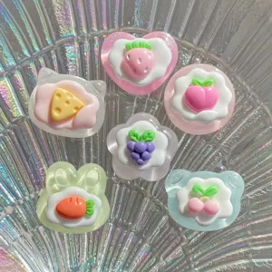 Cute resin fruit cake cabochons for phone case DIY craft and keychain decoration supply.