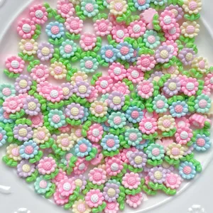 Colorful resin flower charms flatback cabochons for DIY nail art and jewelry making.