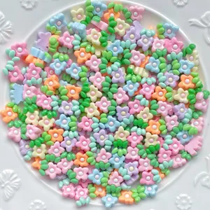 Cute mini flower resin charms, colorful small floral cabochons for DIY nail art and crafts.