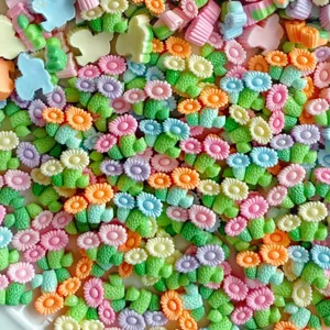 Cute mini resin flower and plant charms mix, perfect for nail art and DIY jewelry making.