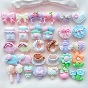 Mini Cartoon Resin Charms Kawaii Strawberry Milk Bow Knot Flower Donut Shapes For DIY Nail Art Earring Making Supplies Jewelry Accessories