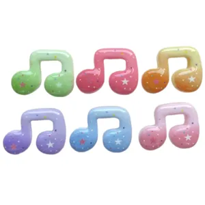 Colorful resin music note charms with star patterns for DIY phone case hairpin decor crafts
