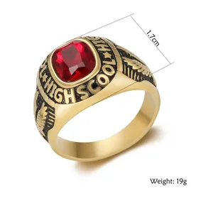 Detail of vintage eagle stainless steel ring showing 1.7cm width and 19g weight.