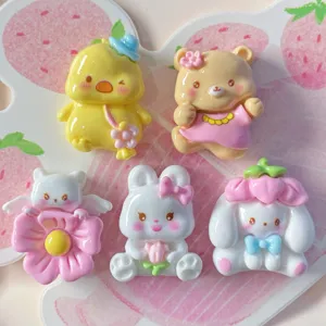 Süße Cartoon Tier Harz Charms set, kawaii DIY Cabochons für Handyhülle Handwerk Deko.