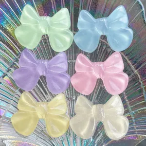 Ciondoli Fiocco in Resina Glitter Trasparente per DIY Fermagli Capelli Custodie Cellulari Portachiavi Dolce Fiocco Accessori Gioielli Fai Da Te