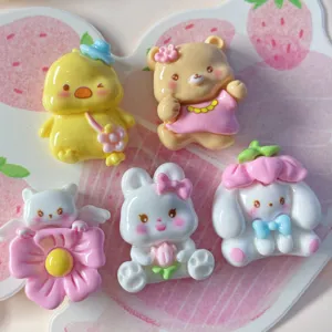 Süße Cartoon Tier Harz Anhänger Set, ideal für DIY Handyhülle, Haarklammer und Basteldekoration.