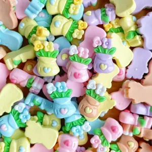 Bunte Harz Blumen Töpfe Cabochons für Handyhülle Haarklammer DIY Handarbeit Zubehör
