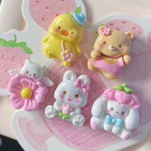 Süße Harz Tier Charms Blumen Cartoon DIY Zubehör für Handytüte Haarnadel Kunsthandwerk