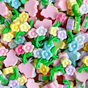 Bunte Harz Blumen Cabochons flach für DIY Handyhülle Kunsthandwerk Haarnadel Dekoration