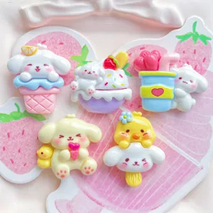 Niedliche Harz Hund Ente Eiscreme Cabochons fuer DIY Handyhuelle Haarschmuck Basteln