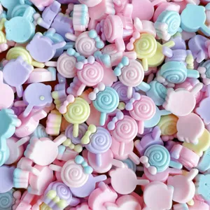 Süße Pastell Harz Lutscher und Bär Cabochons für DIY Handyhüllen und Haarspangen.