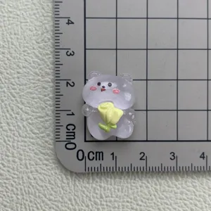 Grazioso ciondolo cabochon orso in resina fiore per custodia telefono accessorio