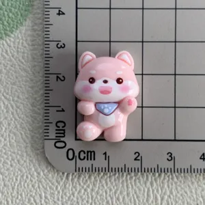 Pink resin cute animal figurine flatback for phone case diy crafting keychain charm 1pc