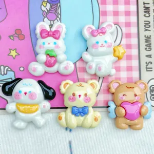 Ciondoli in Resina di Animali dei Cartoni Animati Accessori Fatti a Mano Fai-da-te Per Custodia del Telefono Portachiavi Decorazione Scarpe Coniglio Cane Orso