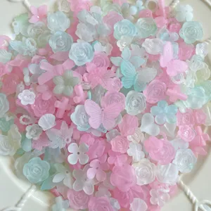Cabochon in resina opaca misti fiori farfalla per decorazione custodia cellulare.