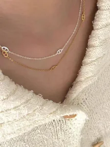 S925 argent sterling double couche collier mode luxe chic chaîne clavicule bijoux