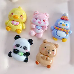 Cute glossy resin cartoon animal charms set for DIY phone case hair clip craft accessories.