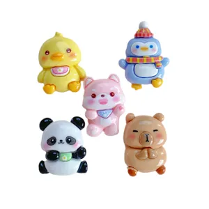 Cute glossy resin animal charms for phone case DIY, duck penguin panda capybara charms
