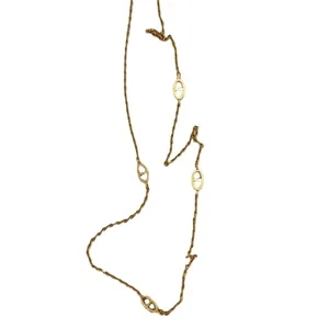 Collier de chaîne nez de cochon plaqué or en argent sterling élégant bijoux pour femme