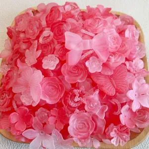 DIY ciondoli in resina rosa opaco rosa farfalla fiocco per custodia telefono artigianato