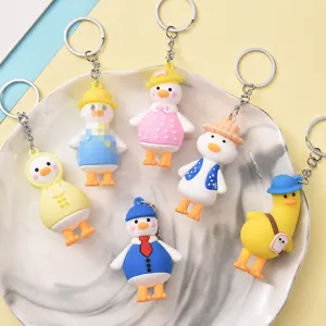 Cartoon Yellow Duck Keychain PVC Soft Glue Animal Bag Pendant Car Key Ring Cute Creative Fashion Accessory Gift For Women Kids
