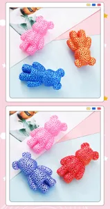 Plastic honeycomb teddy bear figurine desktop ornament colorful hollow design multi-color