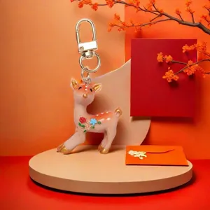 Portachiavi in Resina a Forma di Cervo Sika Cartone Animato Ciondolo Creativo Bambola Cervo Chiavi Auto Borsa Decorazione Regalo