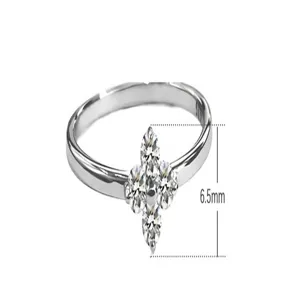 S925 Sterling Silver Four-Leaf Clover Ring Delicate Diamond Cluster Ring 6.5mm Elegant