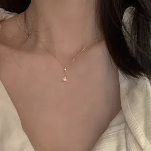 Collar de Plata de Ley 925 con Diamantes de Imitación en Forma de Gota para Mujer Collar Minimalista Joyería Regalo