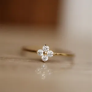 S925 Sterling Silver Four Leaf Clover Ring Minimalist Dainty Elegant Fashion Finger Jewelry