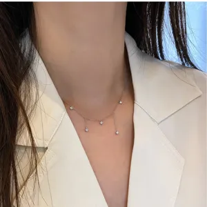 S925 sterling silver Zircon tassel clavicle necklace, delicate minimalist jewelry for women.