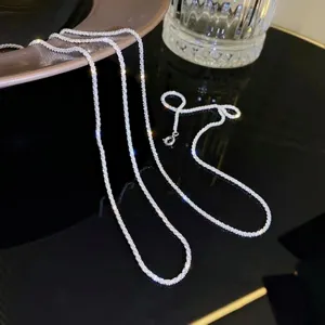 S925 Sterling Silver Sparkling Gypsophila Necklace For Women Italian Style Choker Chain Elegant Fine Jewelry Daily Accessory Gift