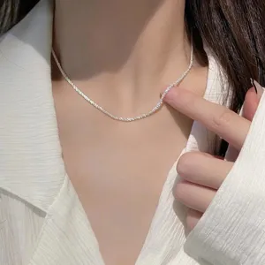 S925 Sterling Silver Sparkling Stardust Clavicle Necklace for Women, Versatile Fine Chain