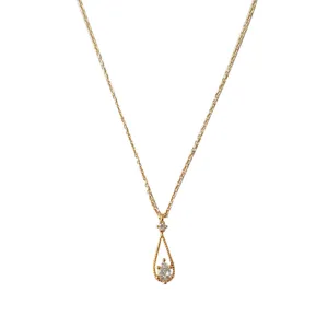 Collar Con Colgante De Gota De Diamante Plata S925 Elegante Cadena De Clavícula Joya