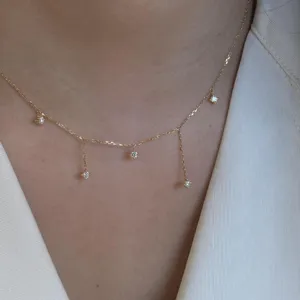 S925 sterling silver zircon tassel necklace, elegant women's clavicle chain jewelry.