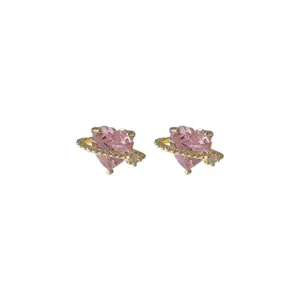 Deslumbrantes pendientes de plata 925 con corazón rosa y planeta, joyería elegante para mujer.