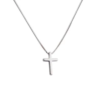 S925 sterling zilveren effen kruis hanger ketting minimalistische sleutelbeenketting vrouwen